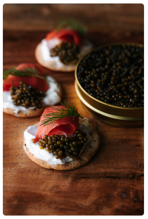Toast with caviar and other fish eggs